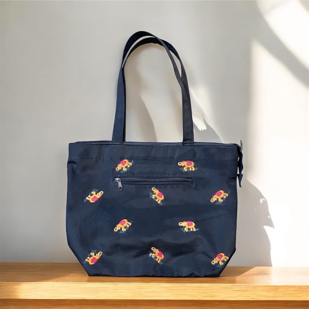Alfagear Black Tote with Elephant Embroidery 🐘